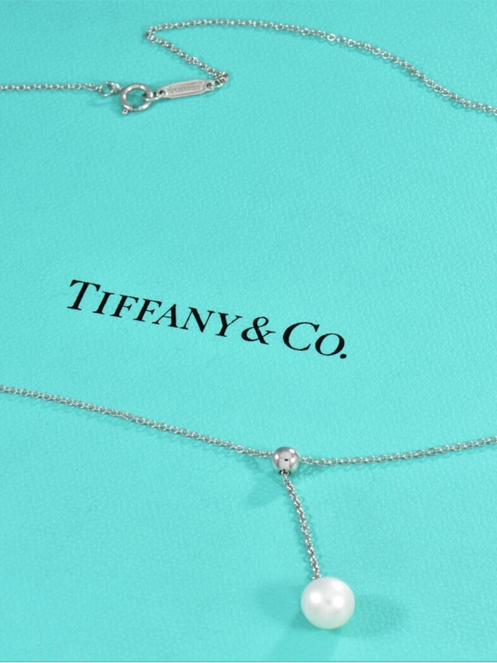 Tiffany & Co. Sterling Silver Single Pearl Pendant with Blue Pouch - Picture 3 of 8